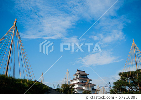 Aizu Wakamatsu Tsuruga Castle under winter blue 57216893