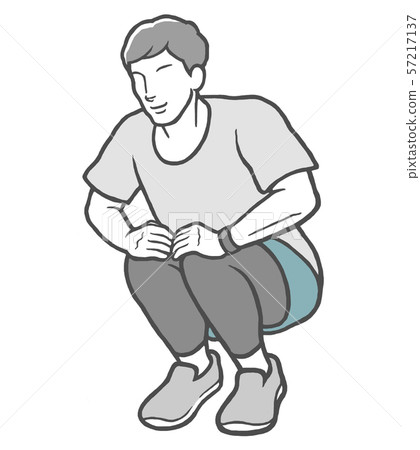 伸展的男人伸展到外面 57217137