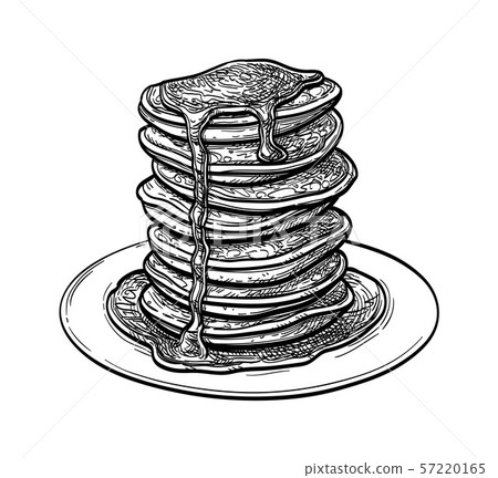 Ink sketch of pancakes. 57220165
