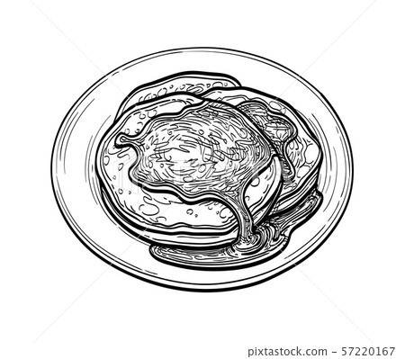 Ink sketch of pancakes 57220167