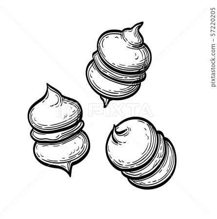 Ink sketch of meringue cookies 57220205