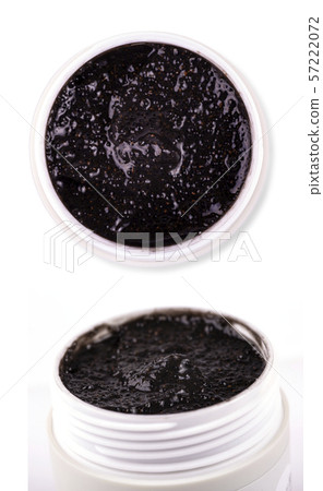 black Body scrub in Jar on white background black Body scrub in Jar on white background 57222072