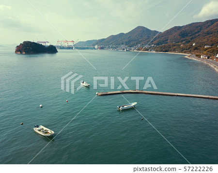 Aerial view of harbor scenery near Noji fishing port Aerial view of harbor scenery near Noji fishing port 57222226