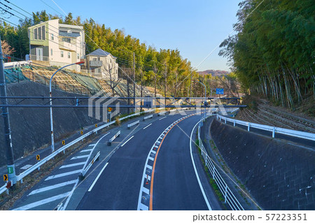 View the south side of the water purification plant street and the Negishi overpass from Tatsumi-ku 4-chome, Tama-ku, Kanagawa Prefecture (Higashi Ikuta Ryokuchi) 57223351