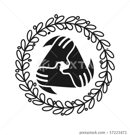 leaf triangle hand Commitment Teamwork Together 57225871