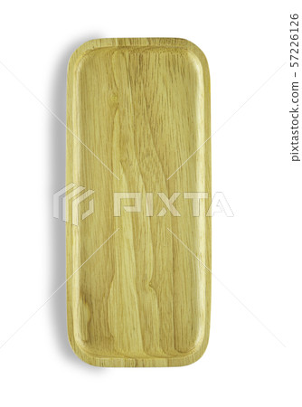 Close up square wooden plate on isolated white background with clipping path. 57226126