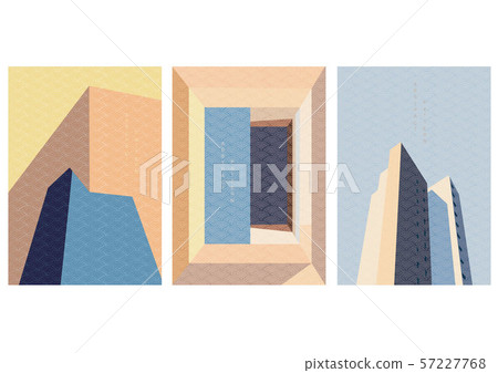 Building background with Japanese pattern vector. Pastel geometric template. 57227768