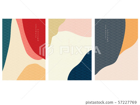 Abstract background with Japanese pattern vector. Curve template with geometric elements. 57227769