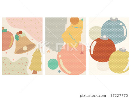 Christmas poster with Japanese pattern vector. Christmas tree, bell and ball elements. 57227770