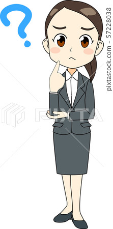 求職女孩招聘套裝麻煩姿勢動漫觸摸 57228038