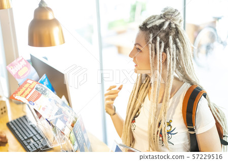 Foreign tourists Russian women expressing with expressive communication Foreign tourists Russian women expressing with expressive communication 57229516