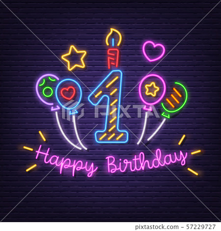 happy first birthday neon signboard 57229727