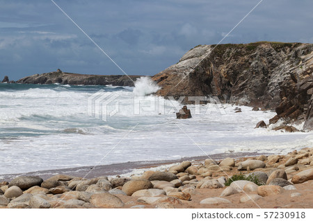 Waves of Atlantic on wild coast of the Quiberon Waves of Atlantic on wild coast of the Quiberon 57230918