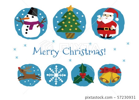 與逗人喜愛的聖誕老人，樹和雪人的聖誕卡 57230931
