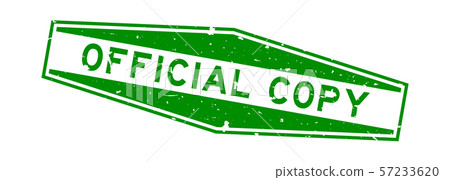 Grunge green official copy word hexagon rubber stamp 57233620