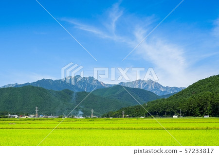Mountains in the Northern Alps viewed from Omachi City (Mt. Mountains in the Northern Alps viewed from Omachi City (Mt. 57233817