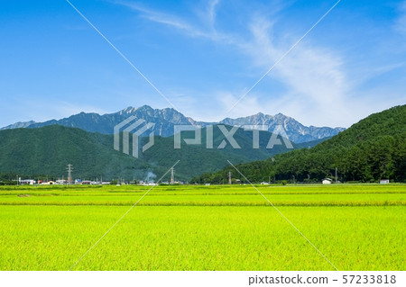 Mountains in the Northern Alps viewed from Omachi City (Mt. Mountains in the Northern Alps viewed from Omachi City (Mt. 57233818
