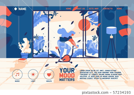 Landing page concept with young girl in front of Landing page concept with young girl in front of 57234193