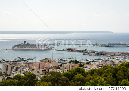 Mallorca harbor and cityscape overlooking the hill Mallorca harbor and cityscape overlooking the hill 57234603