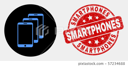 Vector Smartphones Icon and Scratched Smartphones Seal Vector Smartphones Icon and Scratched Smartphones Seal 57234688