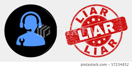 Vector Service Operator Icon and Grunge Liar Stamp Vector Service Operator Icon and Grunge Liar Stamp 57234852