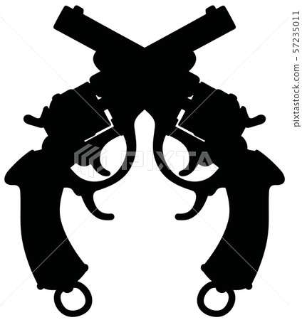 Black silhouette of old revolvers 57235011