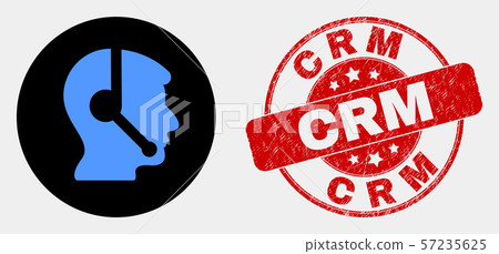 Vector Operator Head Icon and Scratched Crm Seal 57235625