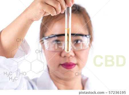woman scientific research looking  cbd solution in 57236195