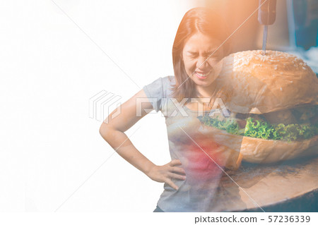 Double exposure, Asian woman having painful 57236339