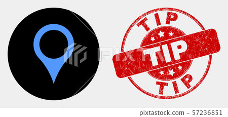 Vector Map Pointer Icon and Scratched Tip Seal 57236851