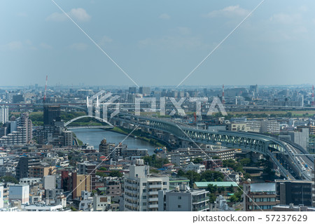 Cityscape from Tokyo (Misato City, Matsudo City Area: Blue Sky) 57237629