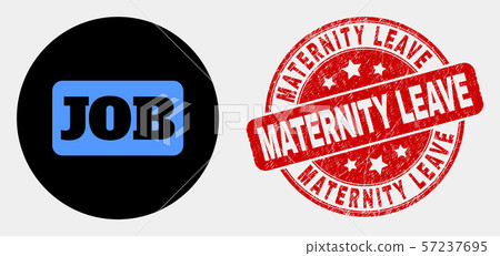 Vector Job Caption Icon and Scratched Maternity Leave Stamp 57237695