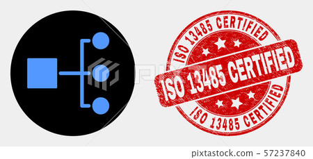 Vector Hierarchy Icon and Distress ISO 13485 Certified Stamp Vector Hierarchy Icon and Distress ISO 13485 Certified Stamp 57237840