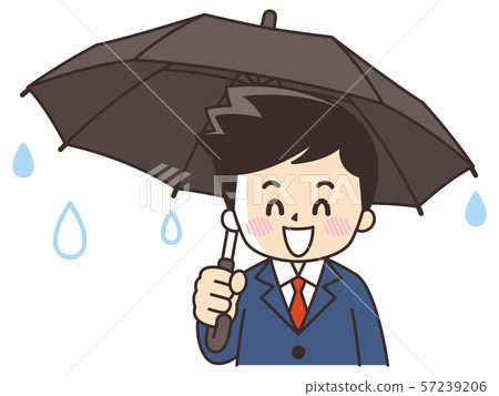 拿著傘的微笑的商人 57239206