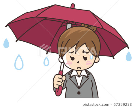 Depressed business woman with an umbrella 57239258