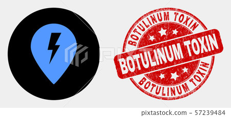 Vector Electric Map Marker Icon and Grunge Botulinum Toxin Stamp 57239484