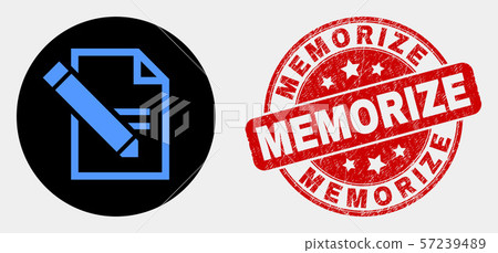 Vector Edit Text Page Icon and Scratched Memorize Watermark 57239489