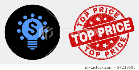 Vector Dollar Light Bulb Icon and Distress Top Price Stamp Seal 57239593