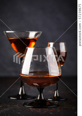 Set of strong alcoholic drinks in glasses Set of strong alcoholic drinks in glasses 57239675