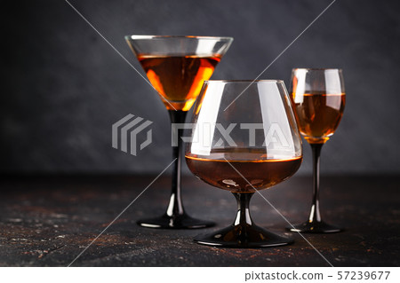 Set of strong alcoholic drinks in glasses Set of strong alcoholic drinks in glasses 57239677