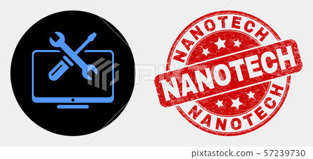 Vector Desktop Tools Icon and Grunge Nanotech Stamp Vector Desktop Tools Icon and Grunge Nanotech Stamp 57239730