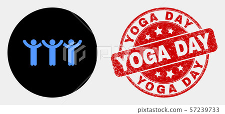 Vector Dancing People Icon and Grunge Yoga Day Seal Vector Dancing People Icon and Grunge Yoga Day Seal 57239733