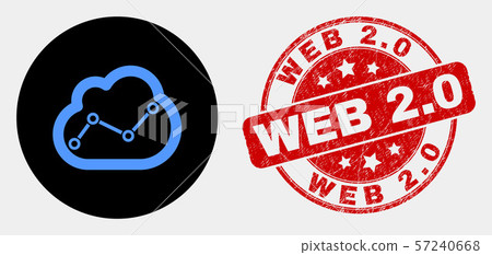 Vector Chart Cloud Icon and Grunge Web 2.0 Stamp 57240668
