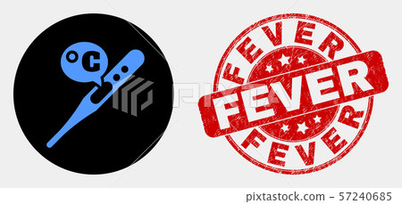 Vector Celsius Thermometer Icon and Distress Fever Watermark 57240685