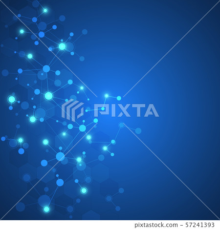 Abstract background of molecular structures. Molecules or DNA strand, genetic engineering, neural 57241393