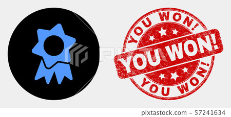 Vector Award Badge Icon and Distress You Won Exclamation Stamp Vector Award Badge Icon and Distress You Won Exclamation Stamp 57241634