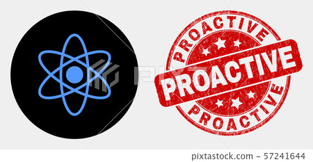 Vector Atom Icon And Distress Proactive Seal Stock Illustration