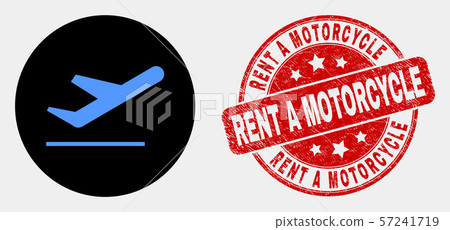 Vector Airplane Takeoff Icon and Distress Rent a Motorcycle Stamp Seal Vector Airplane Takeoff Icon and Distress Rent a Motorcycle Stamp Seal 57241719
