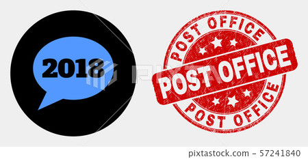 Vector 2018 Message Balloon Icon and Distress Post Office Seal Vector 2018 Message Balloon Icon and Distress Post Office Seal 57241840