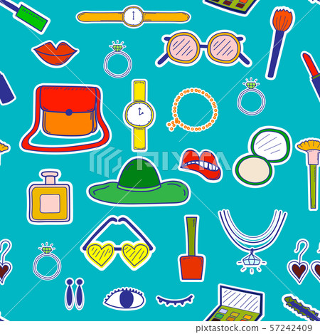 Accessories fashion seamless pattern... - Stock Illustration [57242409 ...